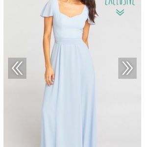 Marie Sweetheart Maxi Dress - Steel Blue Chiffon